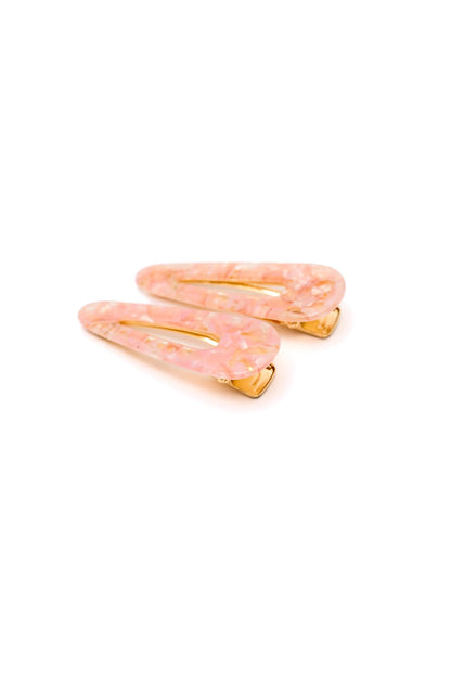 2 Pack Teardrop Hair Clip in Pink Shell - Driftwood Boutique