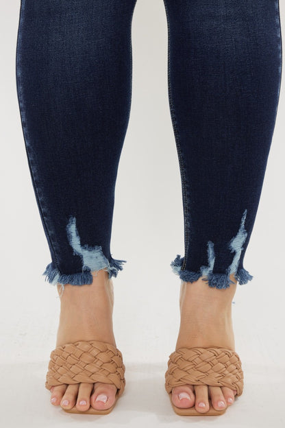 Shiloh High Rise Double Button Distressed Skinny Jeans