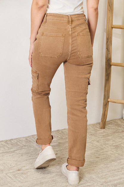 Brianna High Rise Straight Leg Cargo Jeans