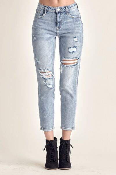 Kate High Rise Distressed Slim Cropped Jeans