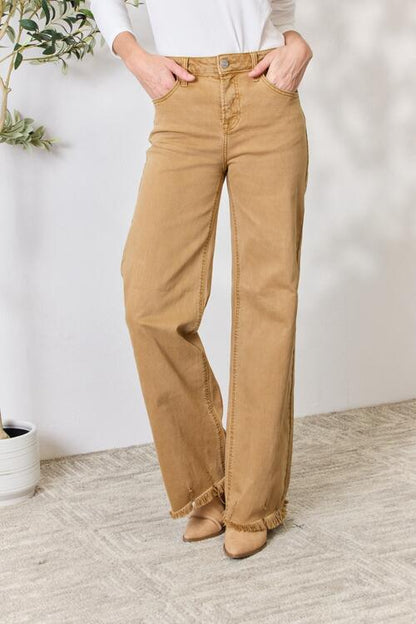 Rachelle Raw Hem Wide Leg Jeans