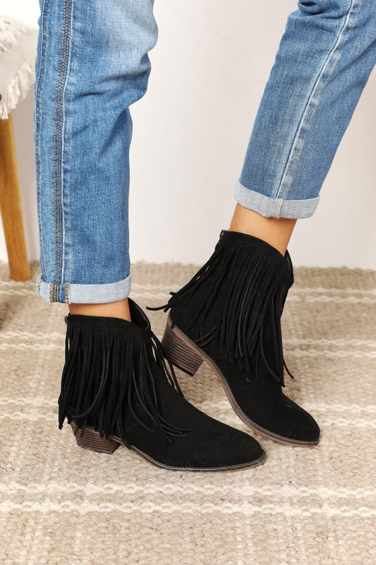 Brianna Fringe Cowboy Western Ankle Boots