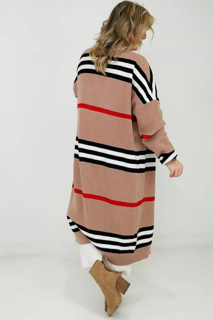 "The Burbs" Oversized Striped Knit Duster Cardigan