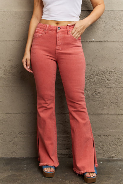 Bailey High Waist Side Slit Flare Jeans