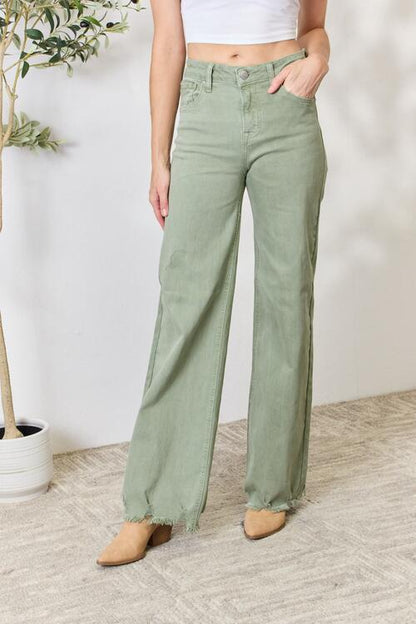 Rachelle Raw Hem Wide Leg Jeans