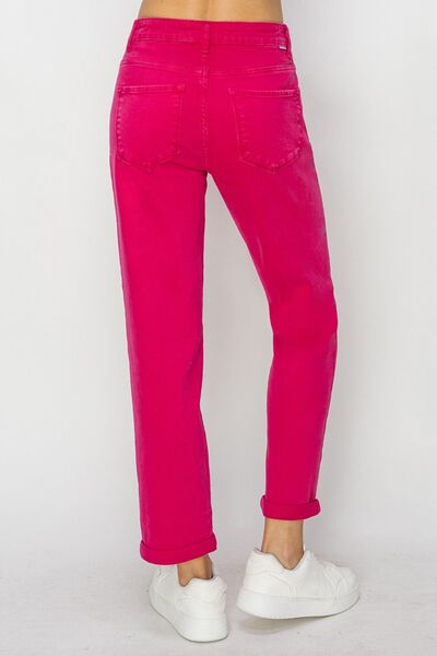 Betty High Waist Rolled Hem Straight Jeans