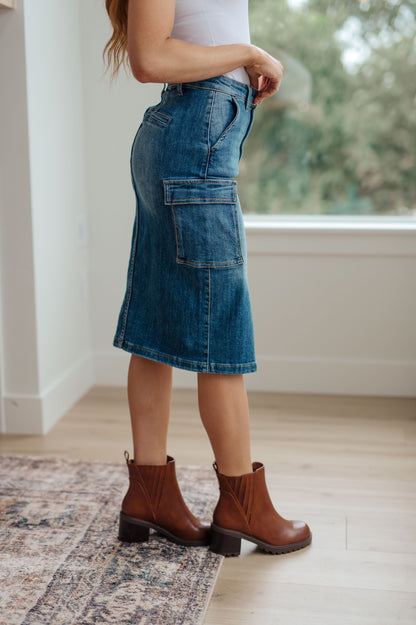 Always Be There Cargo Denim Skirt