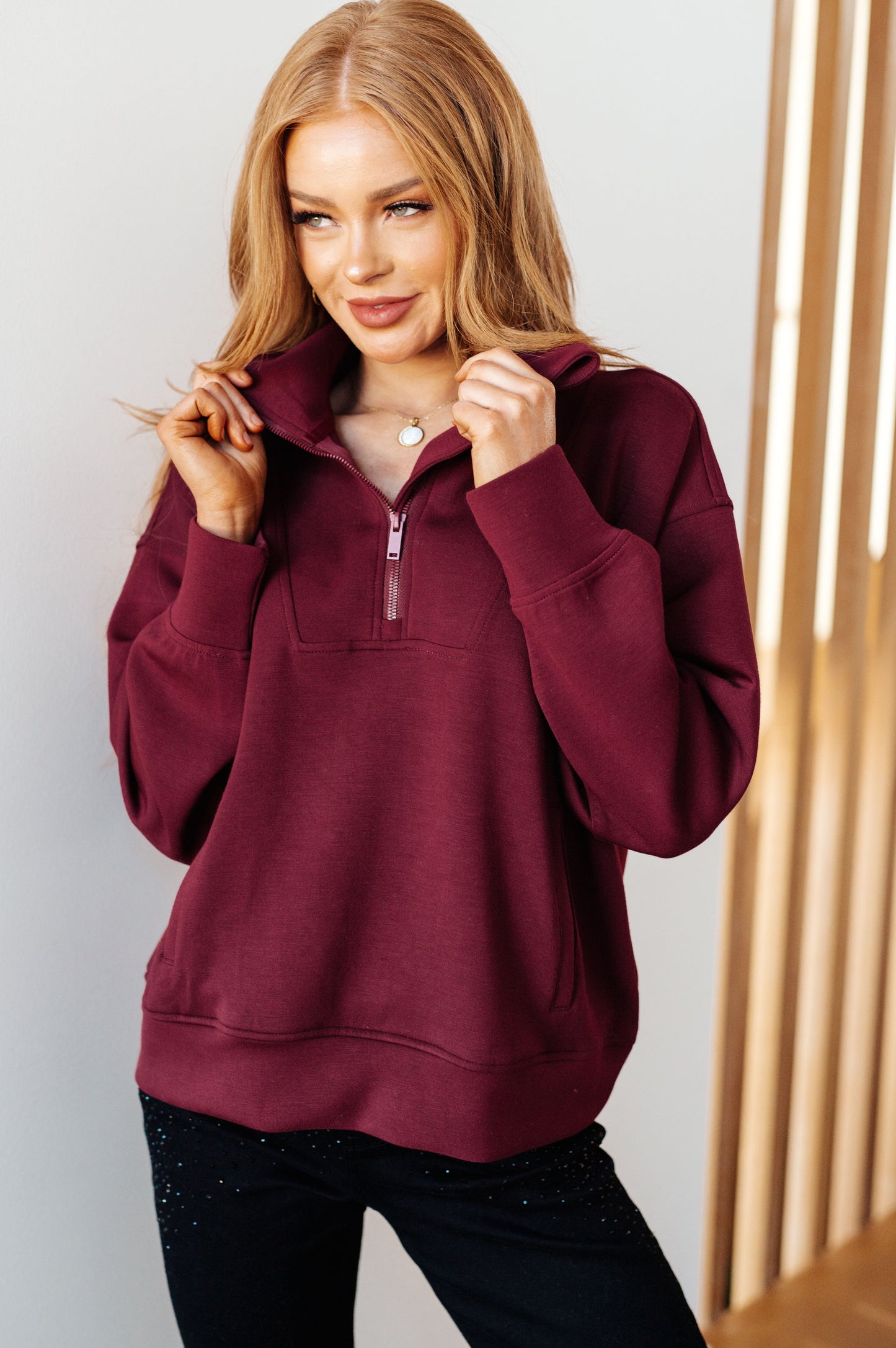 Handle That Half Zip Pullover in Wine