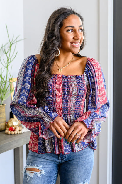 Afternoon Tea Smocked Long Sleeve Blouse - Driftwood Boutique