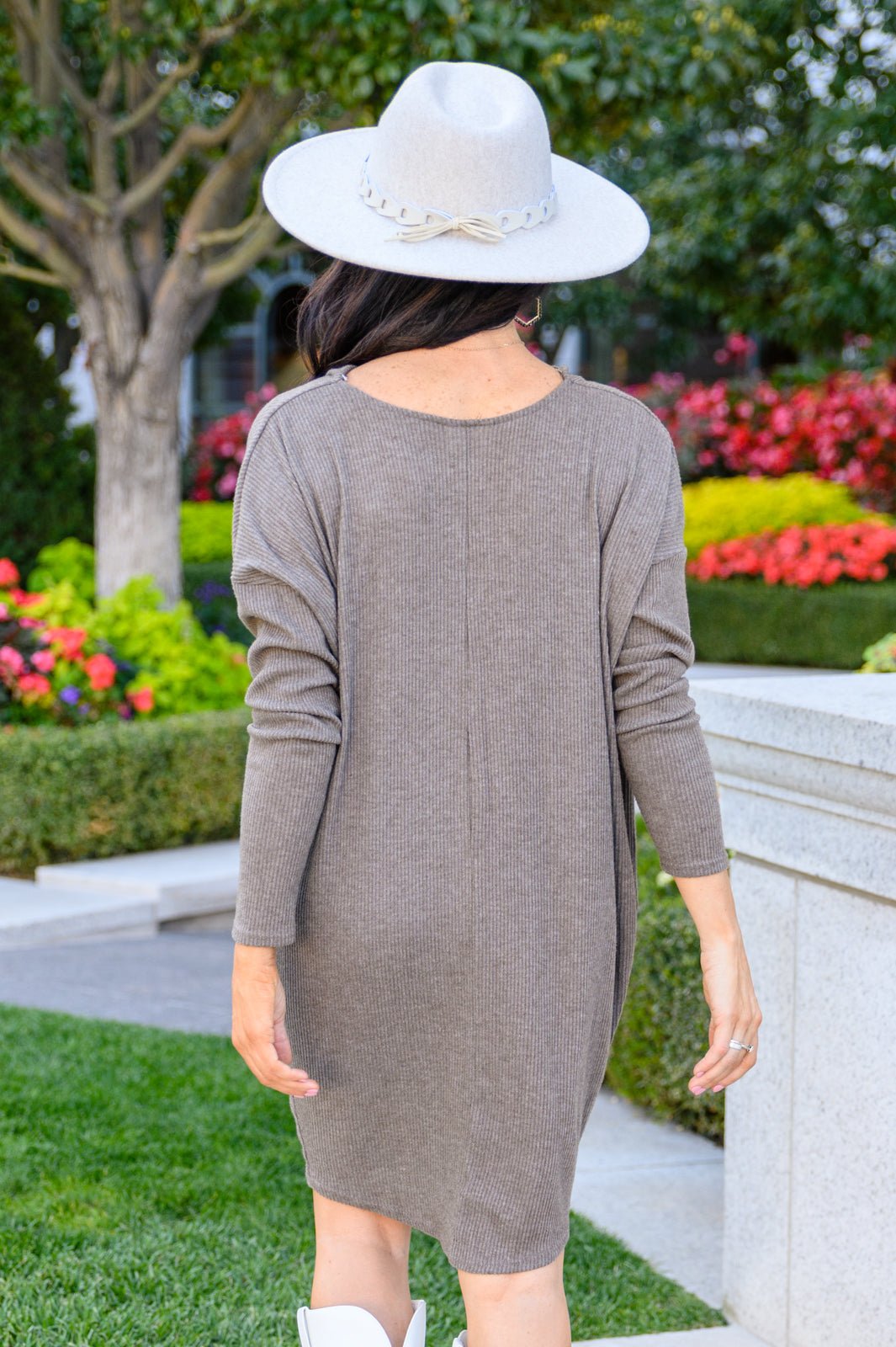 Be True Cowl Neck Knit Mini Dress In Cocoa - Driftwood Boutique