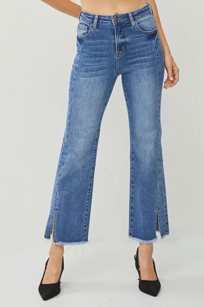 Carmen High Rise Raw Hem Slit Straight Jeans