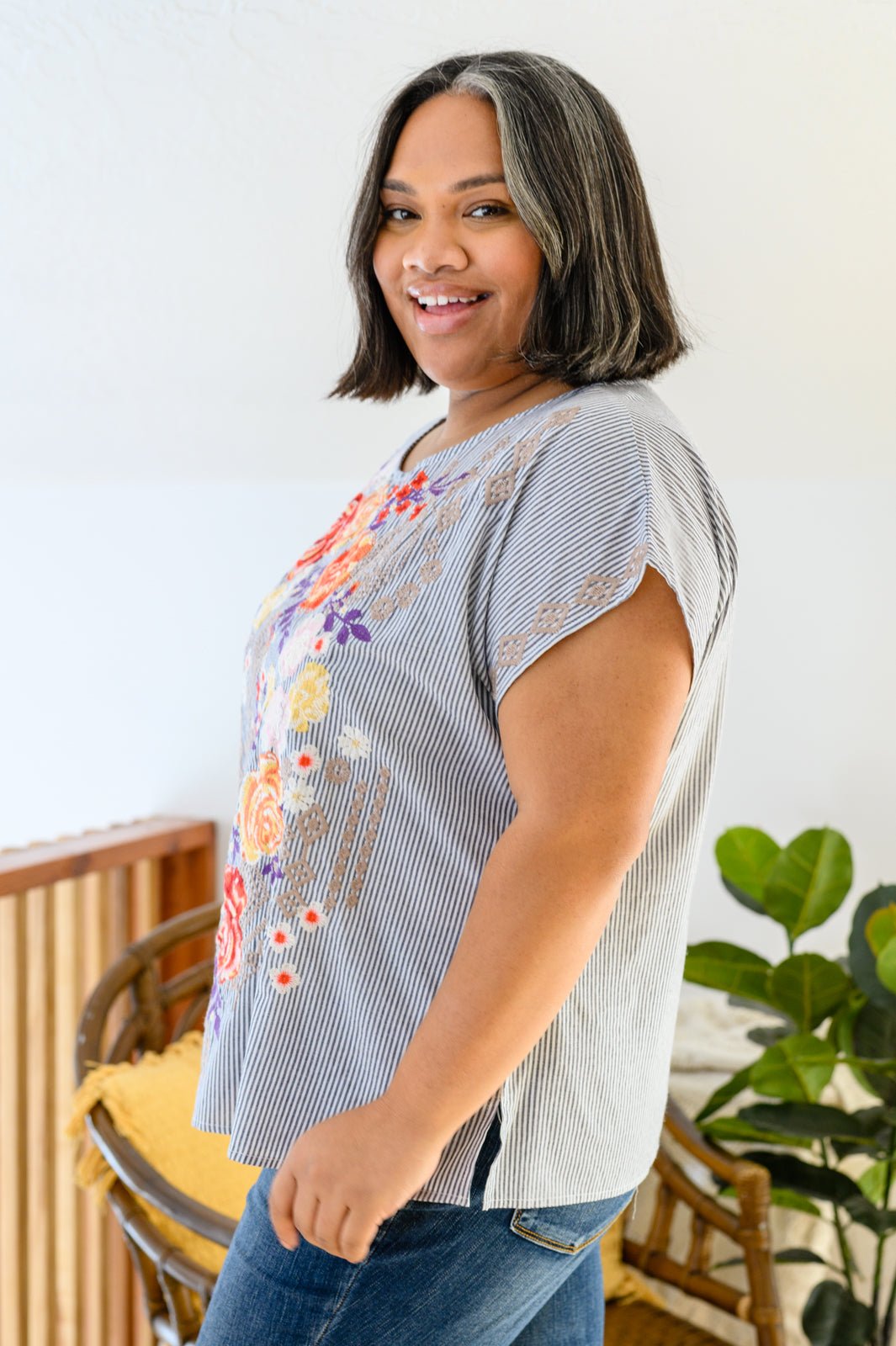 Canopy Of Crushes Striped Floral Top - Driftwood Boutique