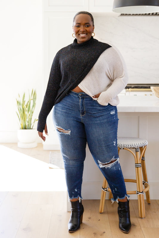 Can't Touch This Sparkle Color Blocked Sweater - Driftwood Boutique