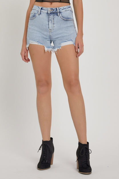 Jamie High Rise Rhinestone Stripe Denim Shorts