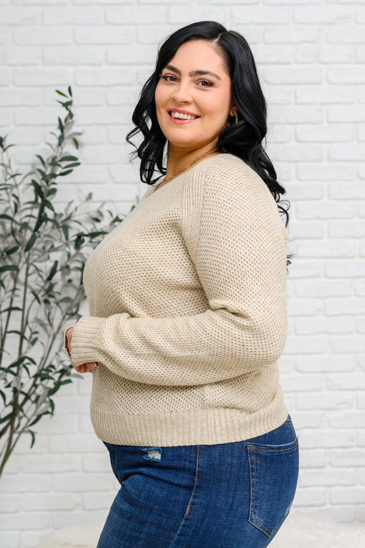 Chai Latte V-Neck Sweater in Oatmeal - Driftwood Boutique