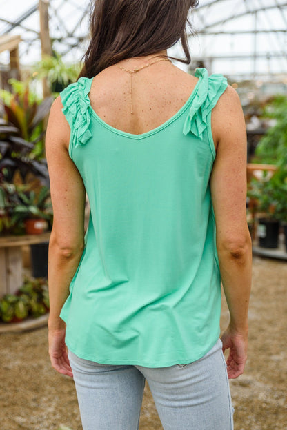 Cherry Girl Tank in Green - Driftwood Boutique
