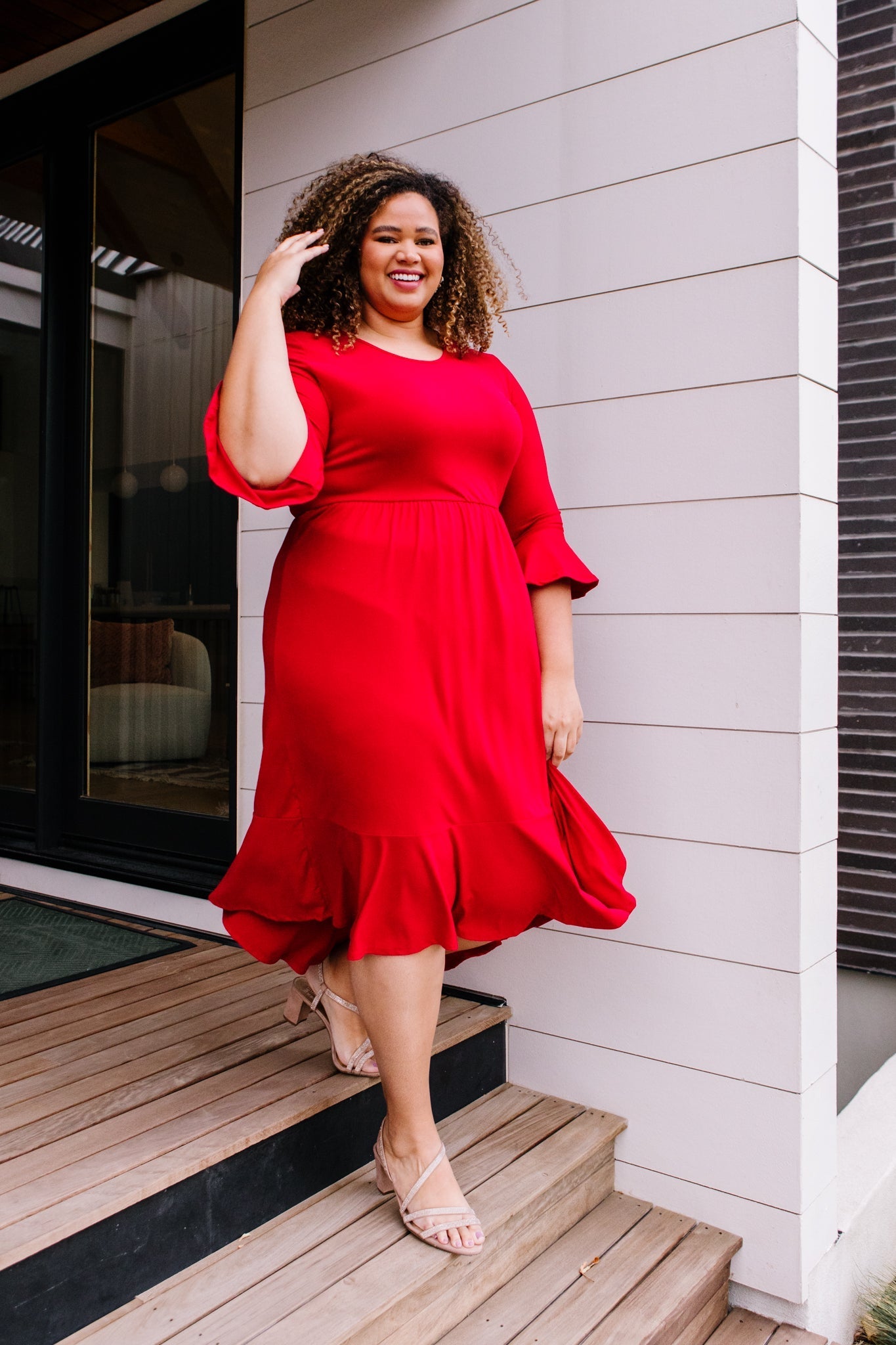 Cloudy Skies Dress in Crimson - Driftwood Boutique