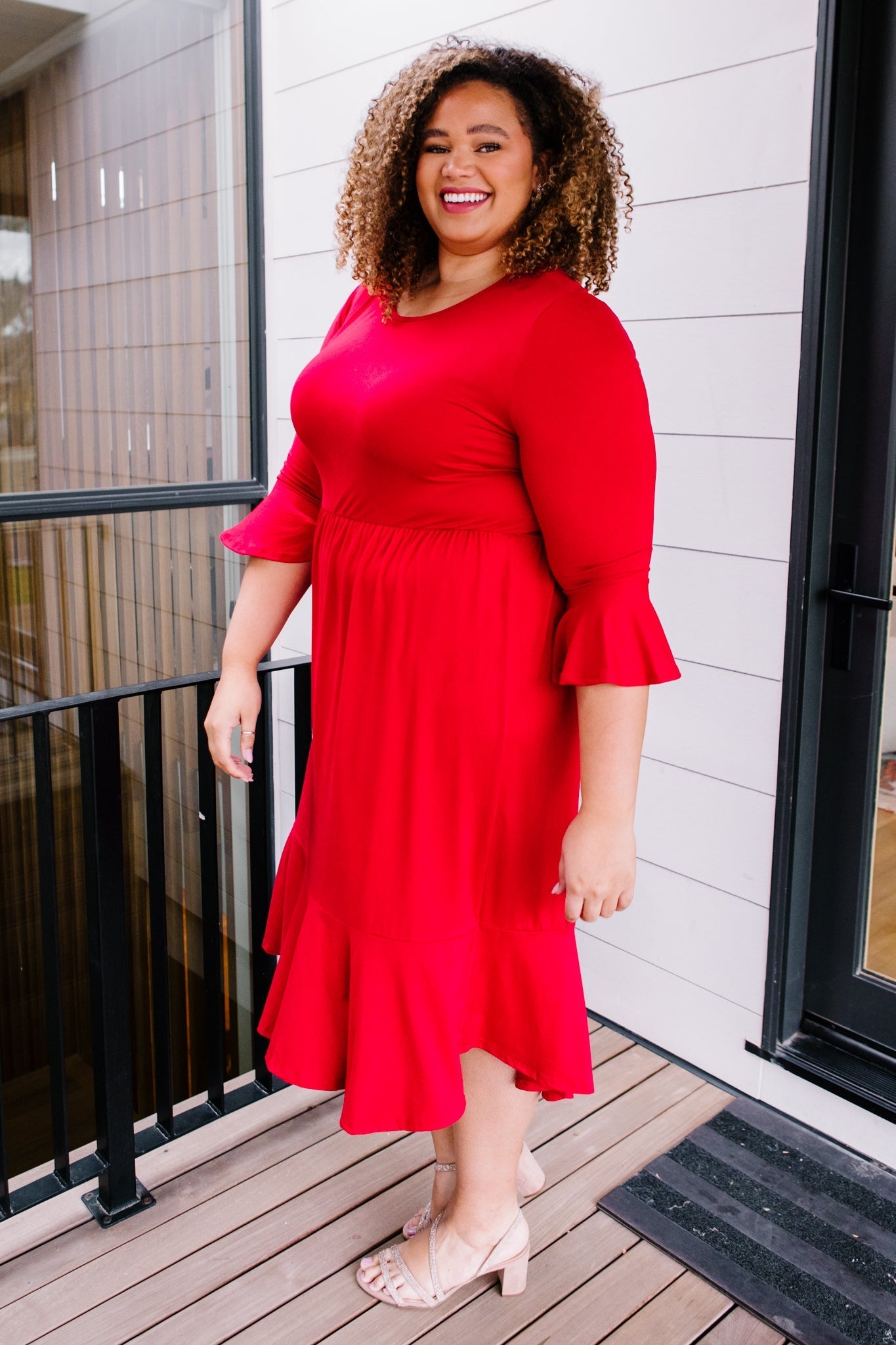 Cloudy Skies Dress in Crimson - Driftwood Boutique