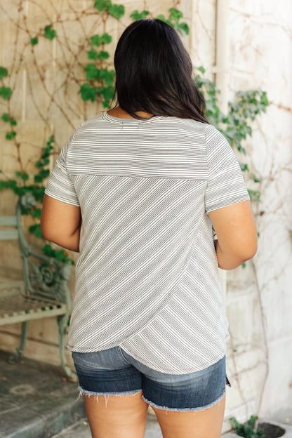 Cozy In Stripes Top in Gray - Driftwood Boutique