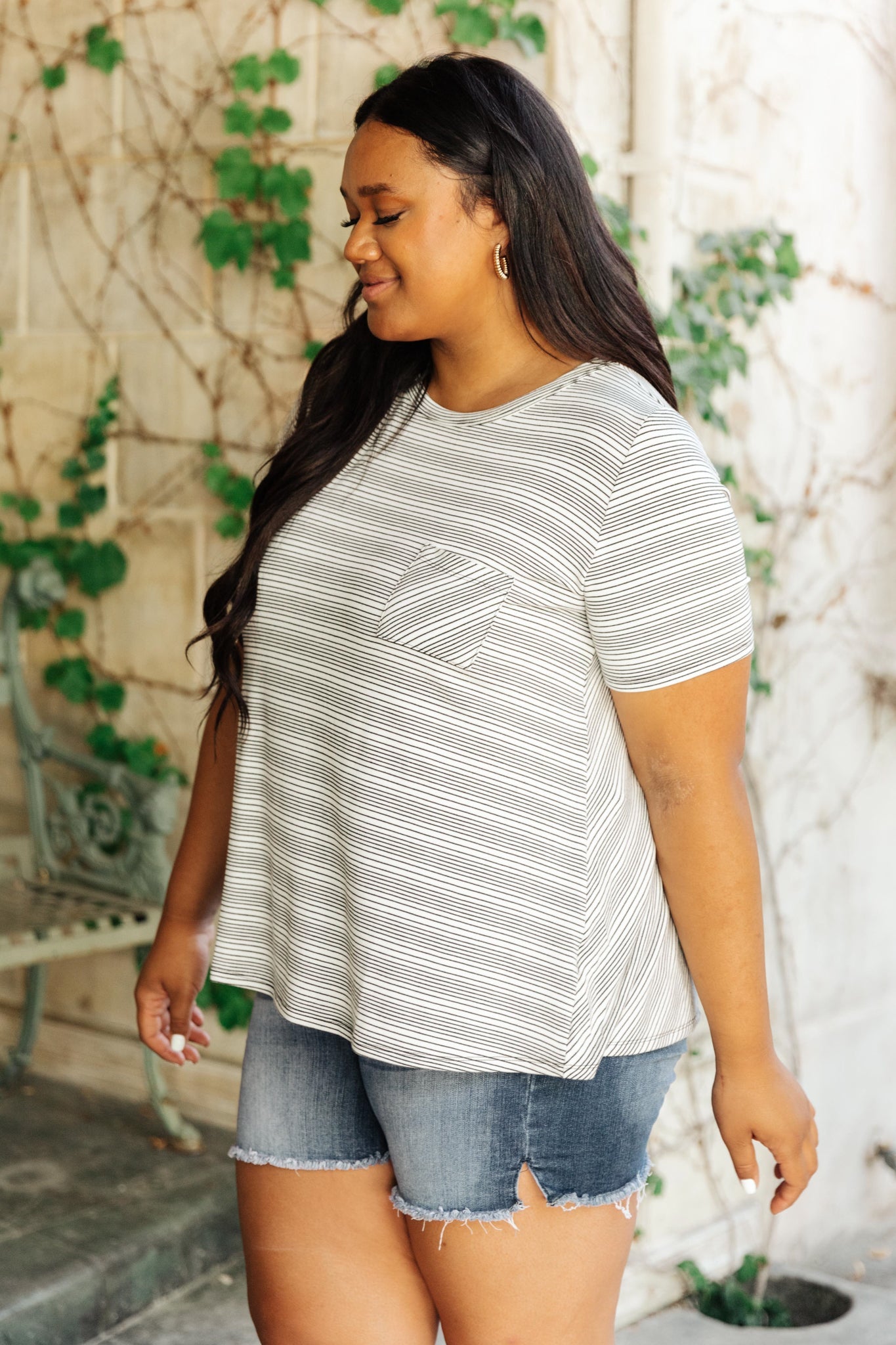 Cozy In Stripes Top in Gray - Driftwood Boutique