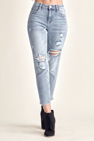 Kate High Rise Distressed Slim Cropped Jeans