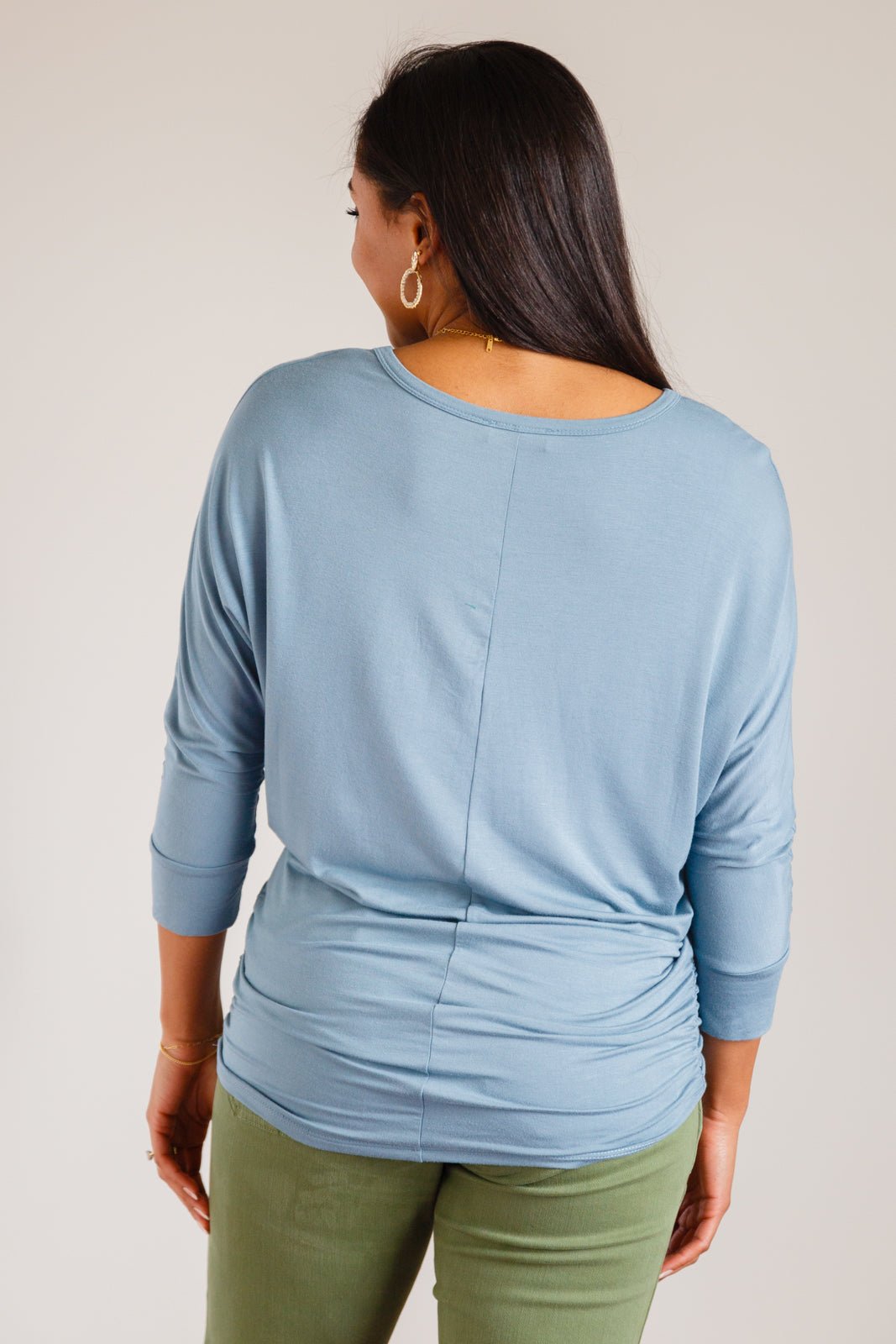 Daytime Boat Neck Top in Blue Gray - Driftwood Boutique