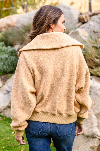 Don't Stress Oversized Collar Sherpa Jacket In Taupe - Driftwood Boutique