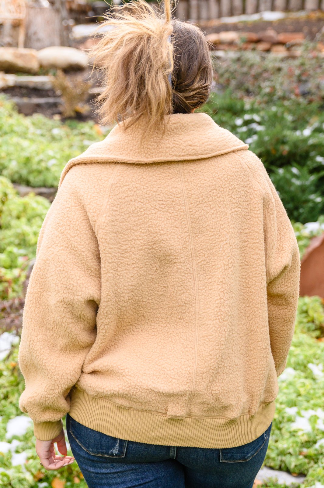 Don't Stress Oversized Collar Sherpa Jacket In Taupe - Driftwood Boutique