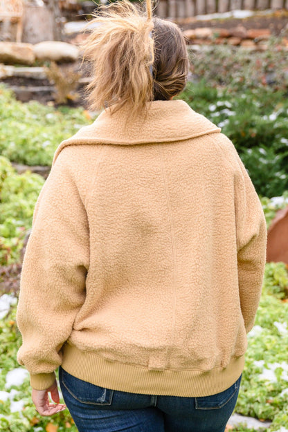 Don't Stress Oversized Collar Sherpa Jacket In Taupe - Driftwood Boutique