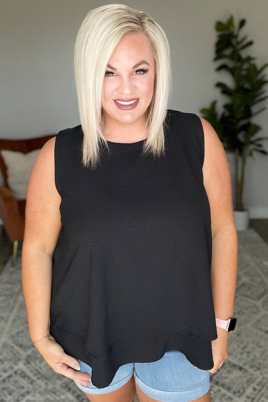 Double Tiered Flare Tank in Black - Driftwood Boutique