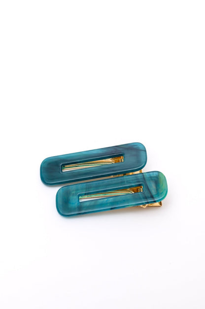 Double Trouble 2 Pack Hair Clip in Sea Blue - Driftwood Boutique