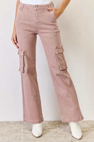 RISEN Crystal High Rise Cargo Wide Leg Jeans