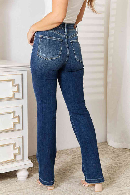 Avery Mid Rise Hand-Sanded Distressed Bootcut Jeans