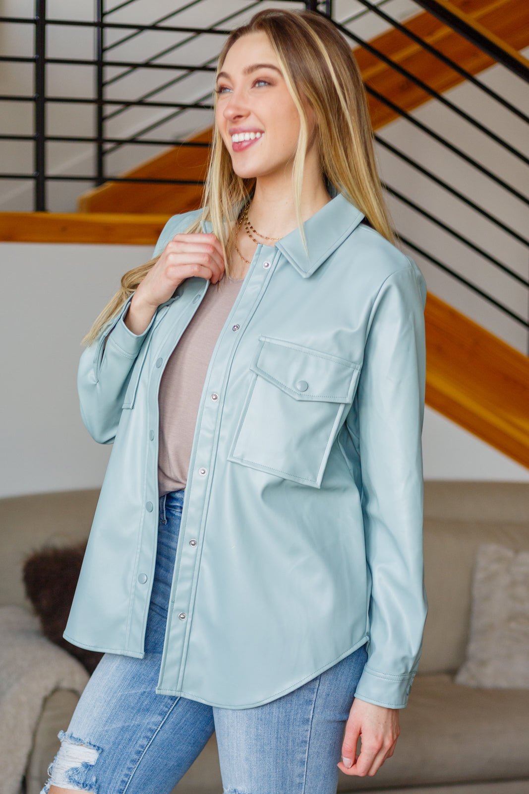 Endlessly Longing Faux Leather Shacket - Driftwood Boutique