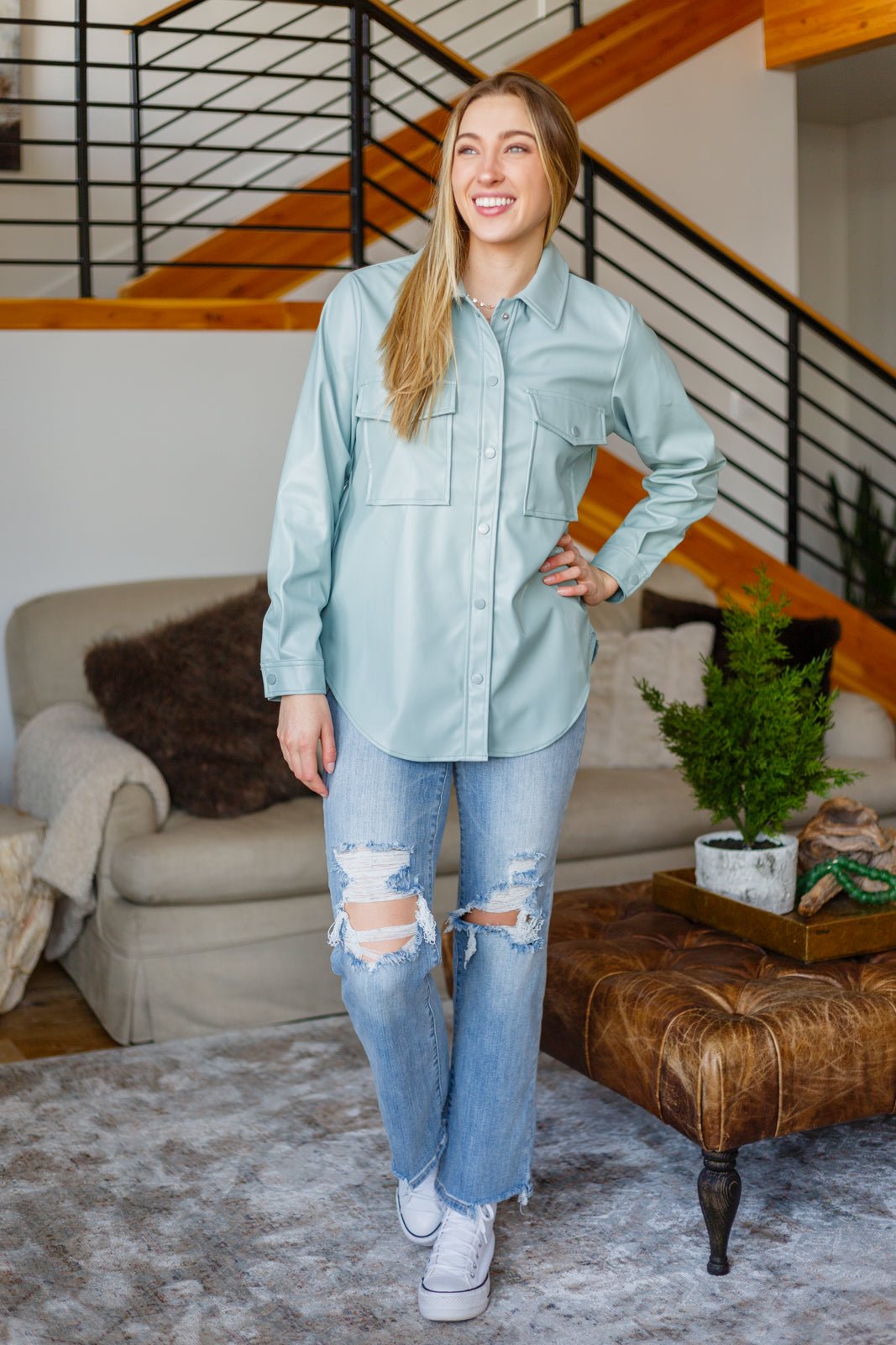 Endlessly Longing Faux Leather Shacket - Driftwood Boutique