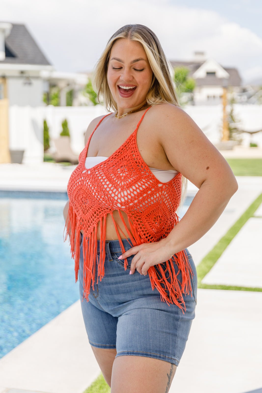 Festival Fringe Tank in Orange - Driftwood Boutique