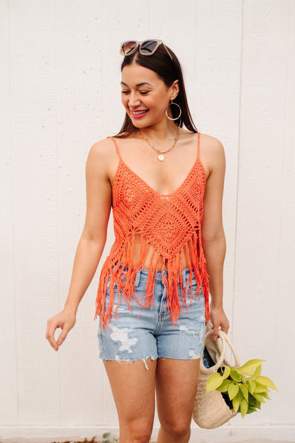 Festival Fringe Tank in Orange - Driftwood Boutique