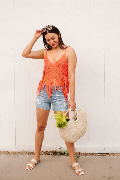 Festival Fringe Tank in Orange - Driftwood Boutique