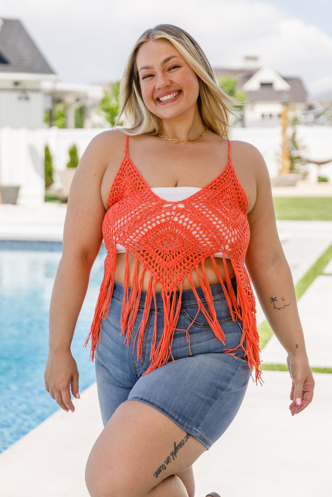 Festival Fringe Tank in Orange - Driftwood Boutique