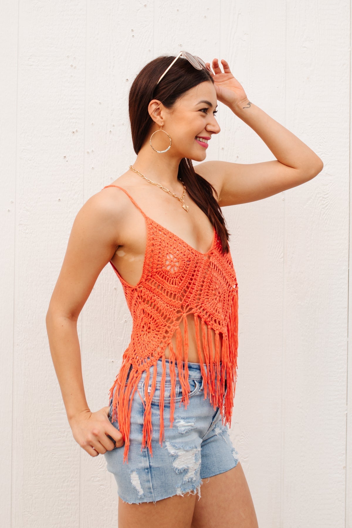 Festival Fringe Tank in Orange - Driftwood Boutique