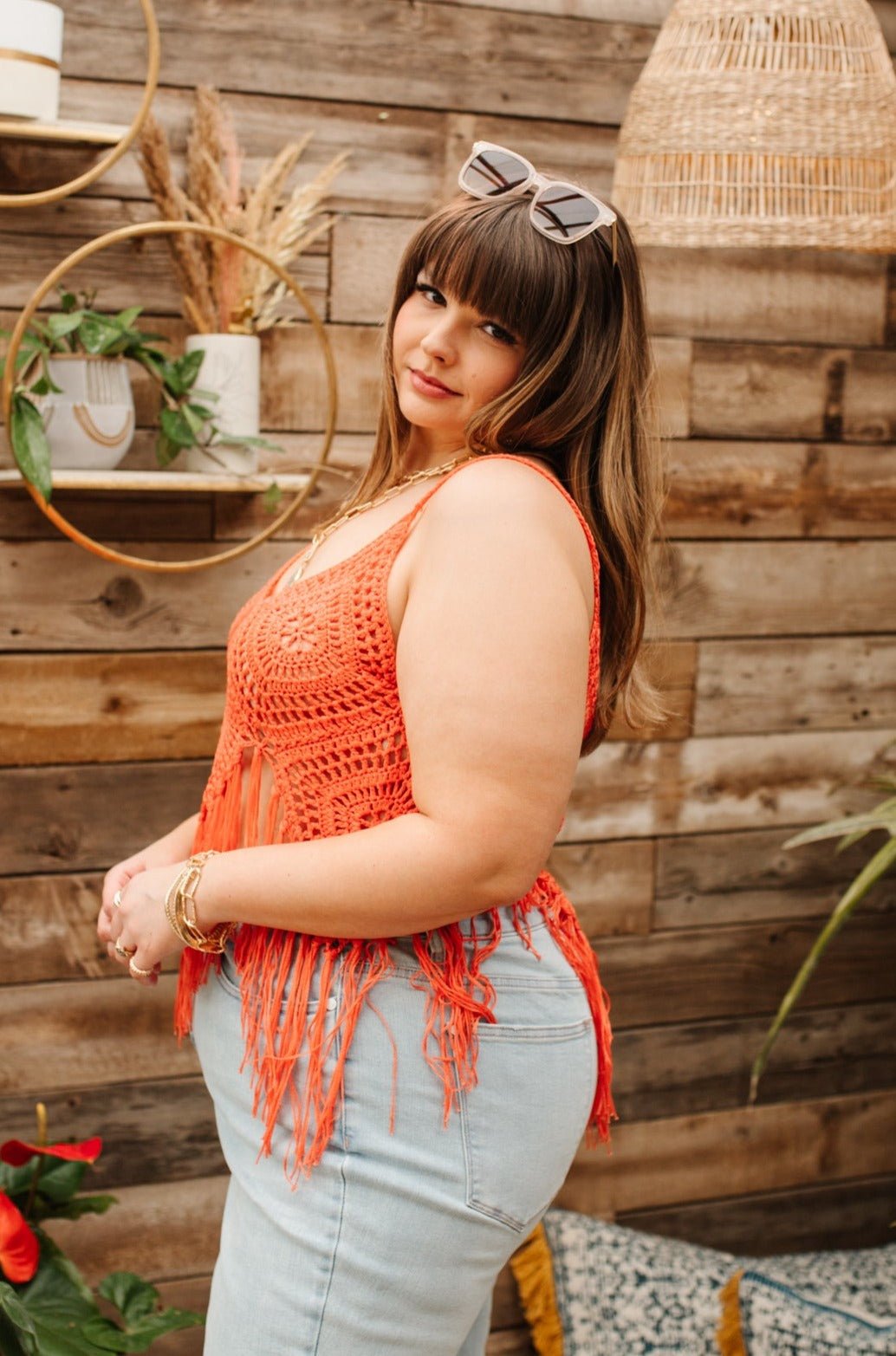 Festival Fringe Tank in Orange - Driftwood Boutique