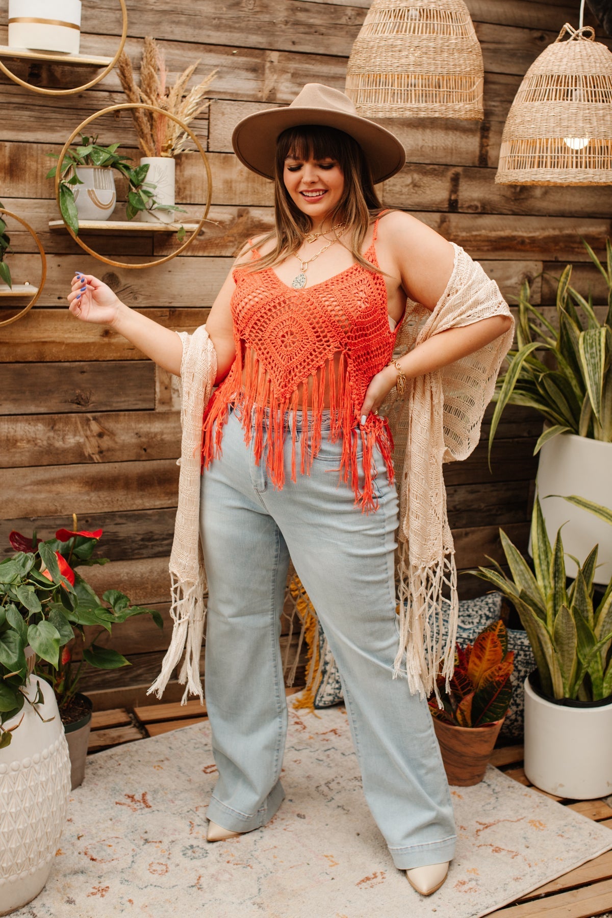 Festival Fringe Tank in Orange - Driftwood Boutique