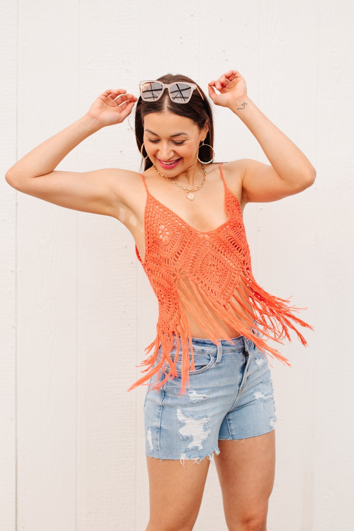 Festival Fringe Tank in Orange - Driftwood Boutique