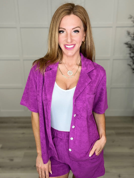 French Terry Button Down Top in Two Colors - Driftwood Boutique