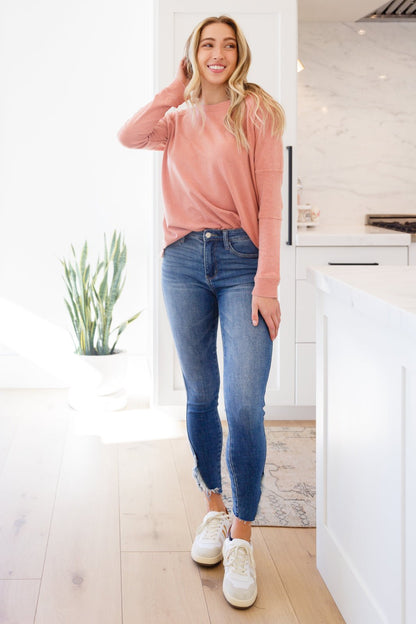 Fun Beginnings Raglan Top In Dusty Mauve - Driftwood Boutique