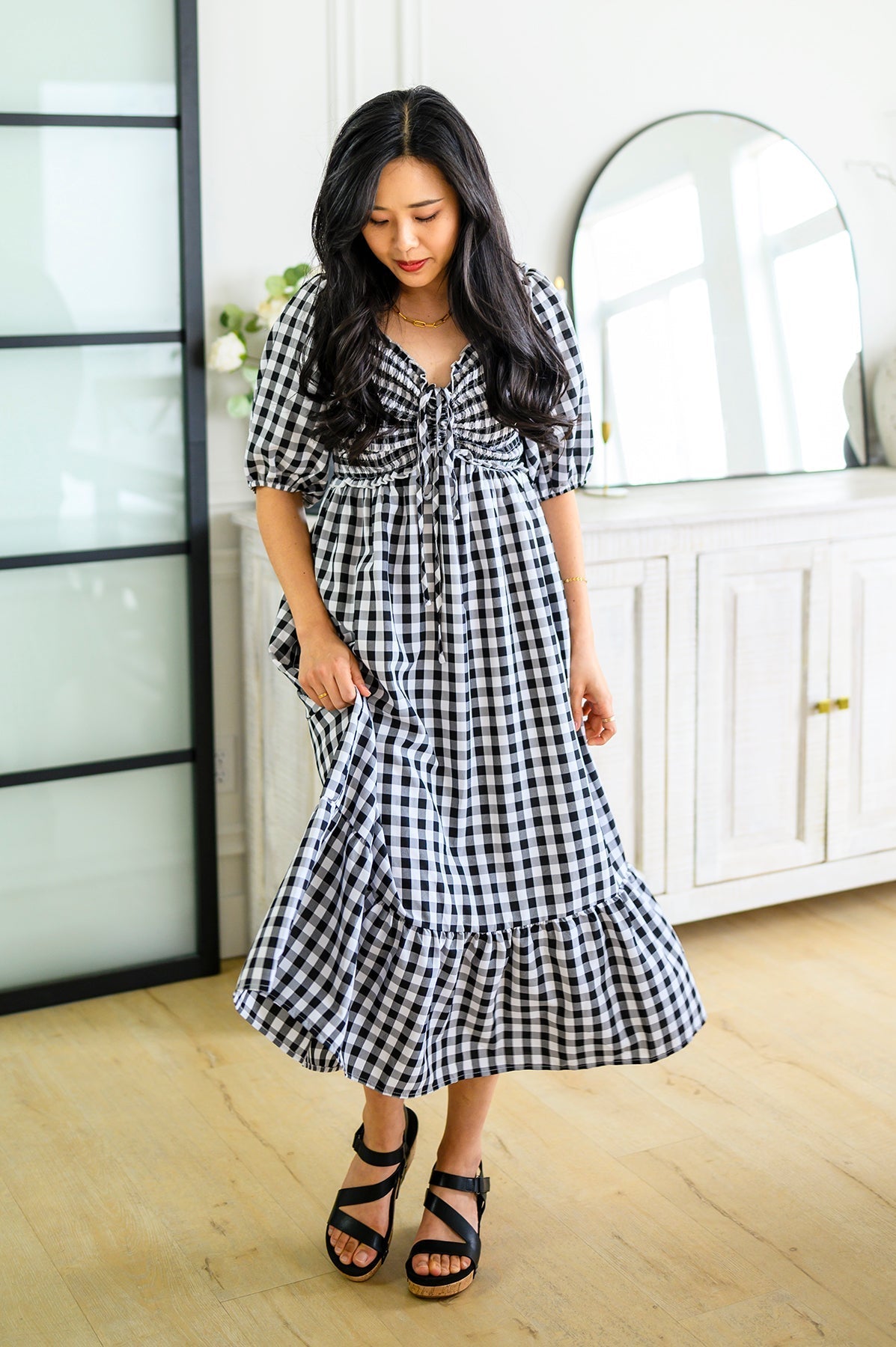 Greenville Gingham Midi Dress - Driftwood Boutique