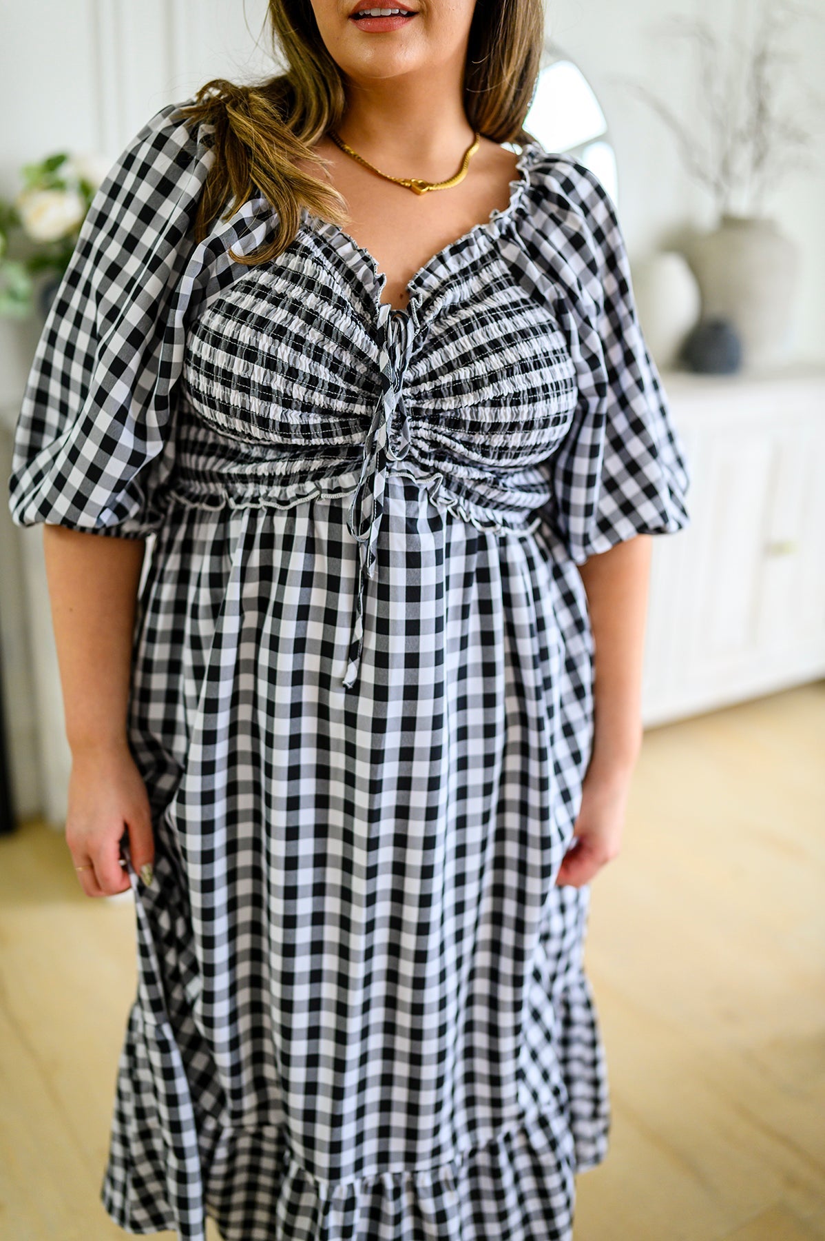 Greenville Gingham Midi Dress - Driftwood Boutique