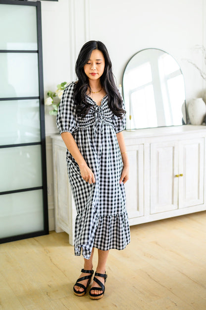 Greenville Gingham Midi Dress - Driftwood Boutique