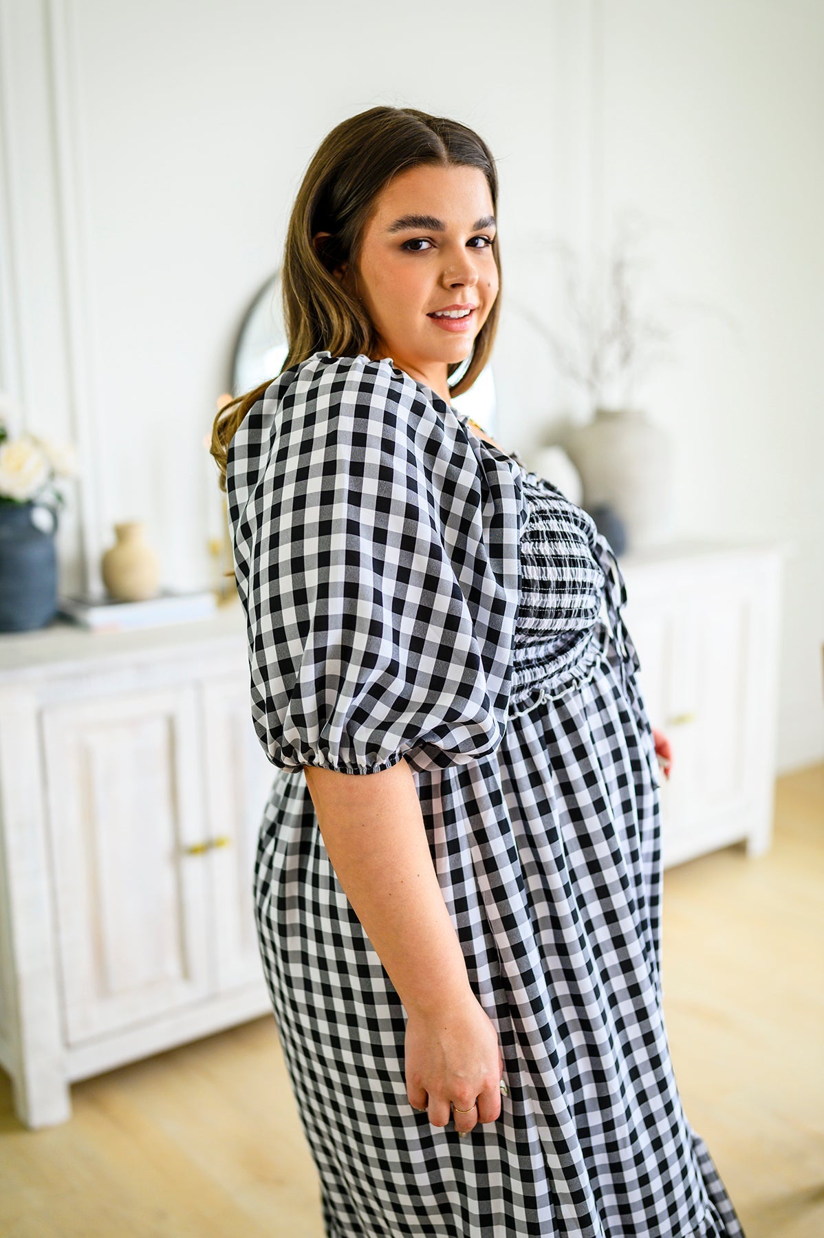 Greenville Gingham Midi Dress - Driftwood Boutique