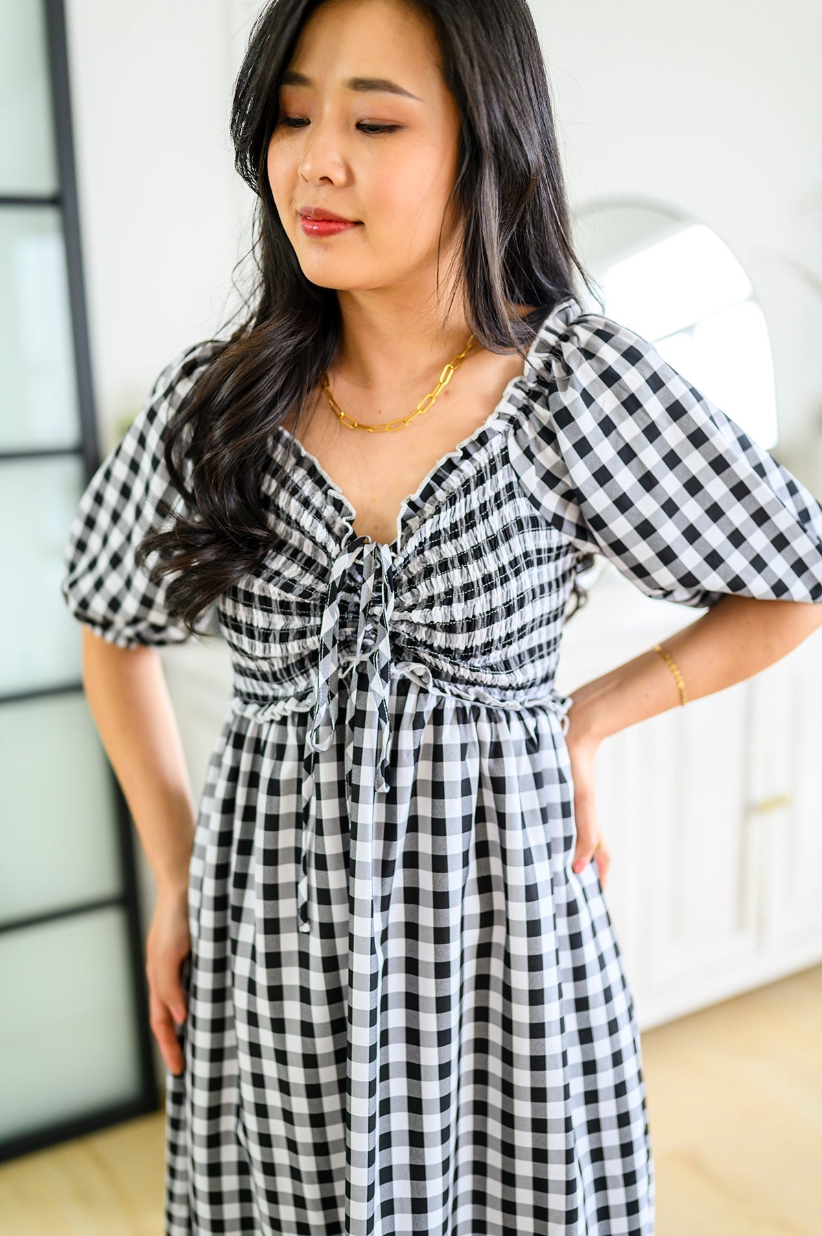 Greenville Gingham Midi Dress - Driftwood Boutique